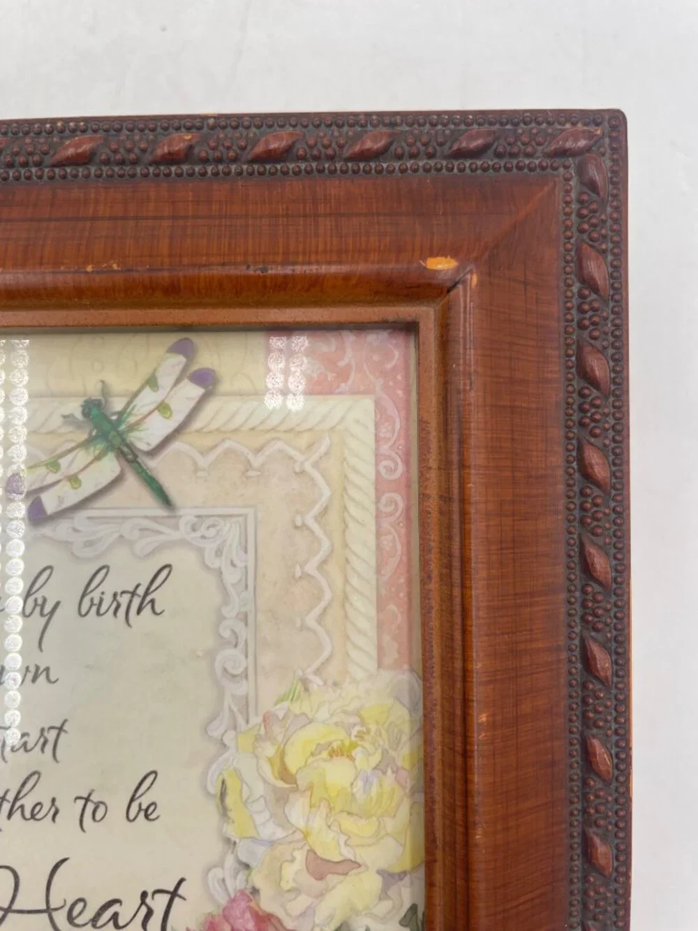 Sisters By Heart Framed Wooden Keepsake Box With Floral Art & Inspirational Vers
